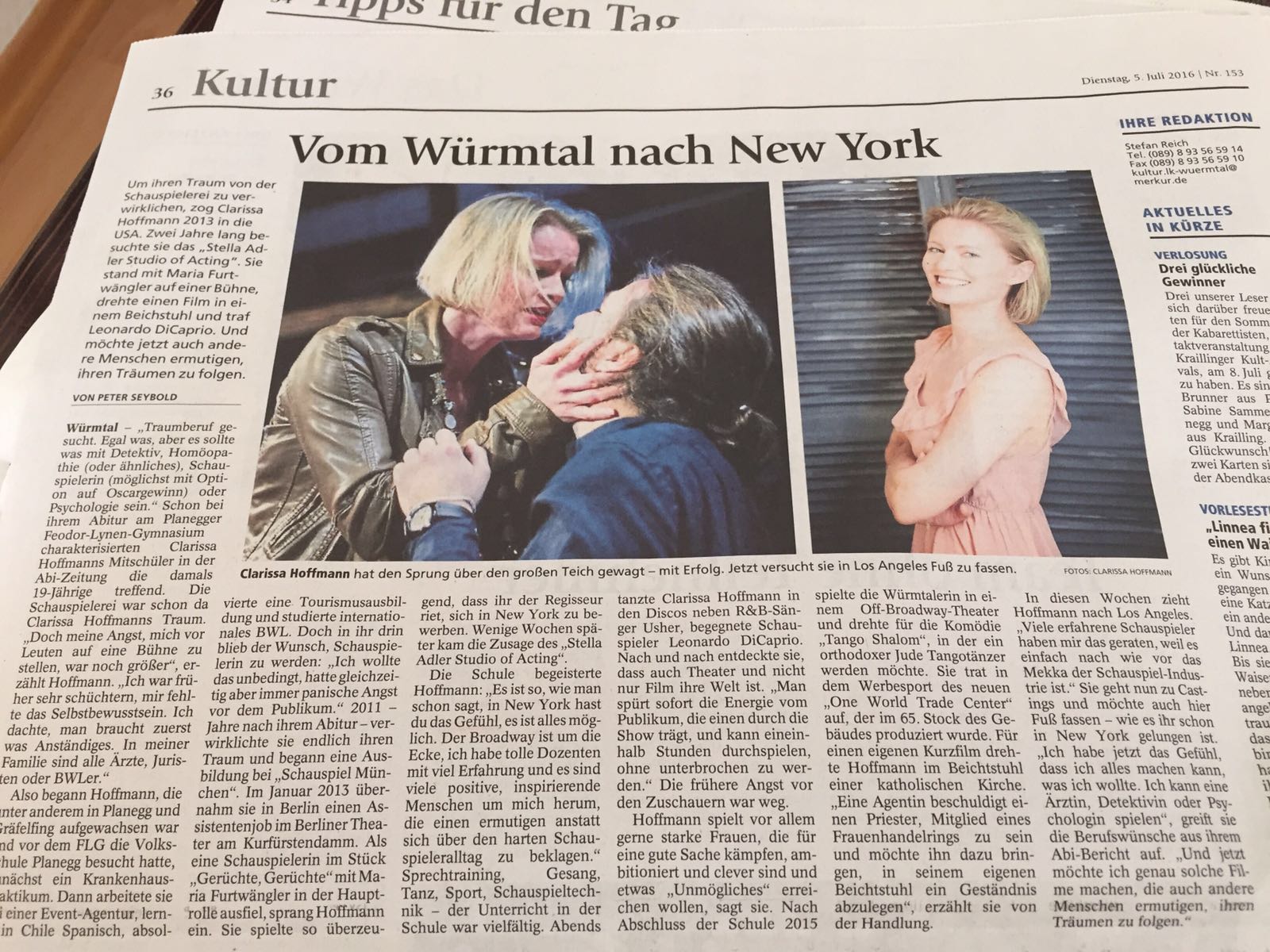 Featured in Munich's newspaper MÜNCHNER MERKUR